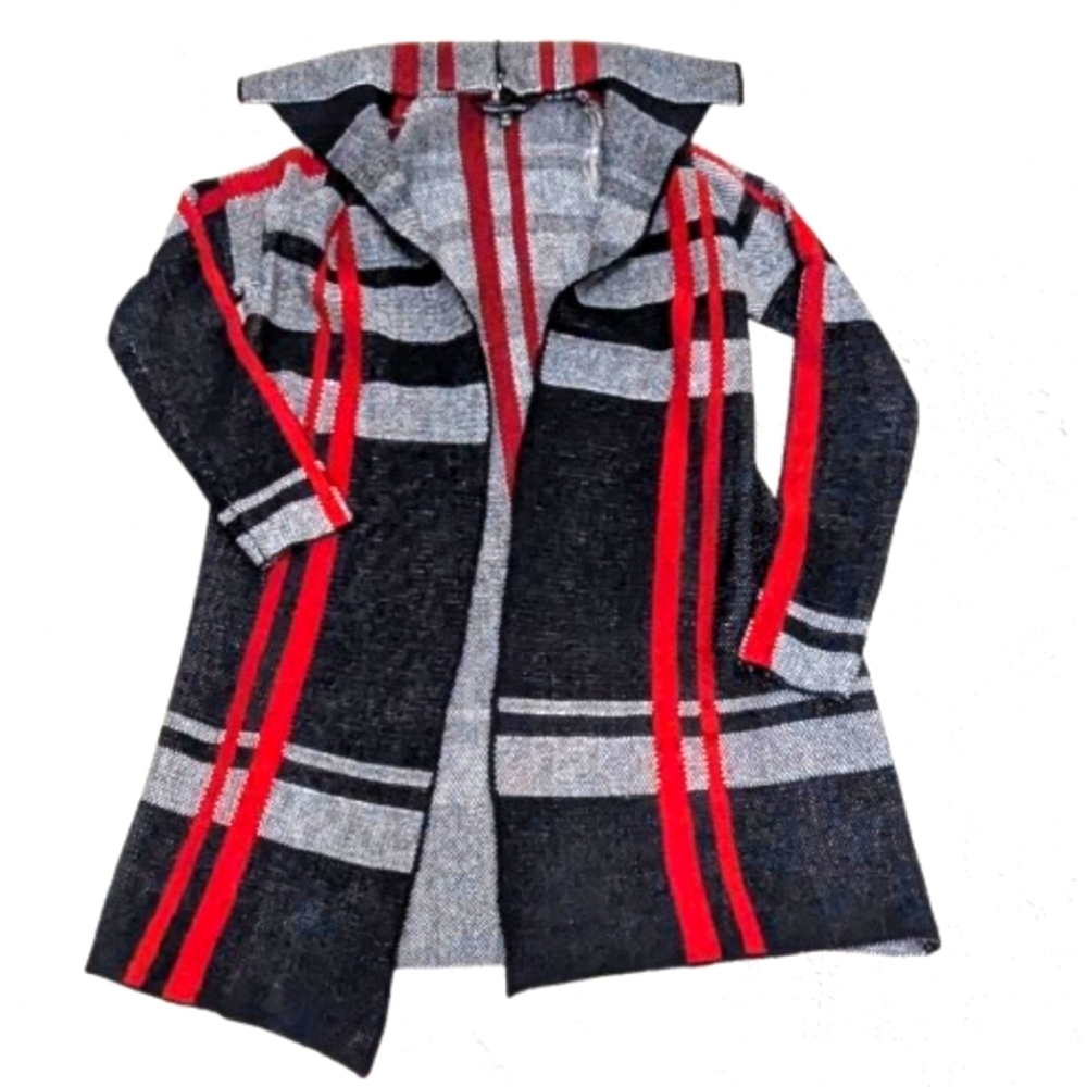 NEW Signature Studio Black Red Plaid Cardigan Size Medium